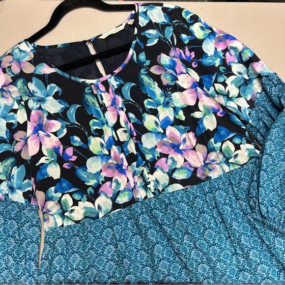 Soft Surroundings Dress Night Bloom Long Sleeve Floral Blue Purple Size Small - Picture 2 of 7